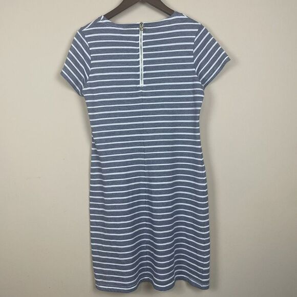 Sail‎ To Sable STS Shift Dress Flattering Shaping Navy & White Stripes Zipper L - Picture 3 of 8